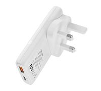 TWICK 65W GaN USB-C Charger, Dual USB-C & A Ports, Foldable US Pins with Removable UK Adapter, Multi-Port Travel Charger Compatible with Laptops, MacBook Pro, iPad, iPhone 17/16,15, Galaxy & Pixel