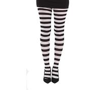 BLACK STRIPE NYLON TIGHTS GOTH ROCKER FUNKY RED PURPLE WITCH HALLOWEEN STRIPEY