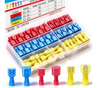Twidec/100PCS Nylon Spade Connectors Kit 22-10 Gauge Quick Disconnect Fully Insulated Male and Female Wire Spade Terminal Assortment Kit N-004