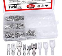 Twidec/360Pcs 2.8/4.8/6.3mm Quick Splice Male and Female Wire Spade Connector Crimp Terminal Block Assortment Kit with Insulating Sleeve for Electrical Wiring Car Audio Speaker