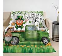 Twidels St. Patrick's Day Blanket Green Decor Blankets And Throws St. Patrick's Day Accessories Fluffy Blankets 50x60 inch Lucky Spring Green Shamrock Flannel Irish Theme Blanket For Sofa Bed Camping