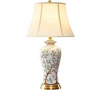 Twig Ceramic Table Lamp, Rustic Vintage White 70Cm Tall Coastal Bedside lamp, Ceramic Lamp Body with Fabric Tapered Drum Shade for Living Room Bedroom House Bedside Nightstand Home