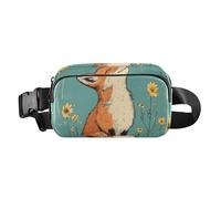 Twigs Bird Spring Cute Fanny Pack Waist Bag for Men Women Large Capacity Belt Bag Travel Wallet for Running Hiking, Cartoon Fox Teal, One Size