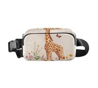 Twigs Bird Spring Cute Fanny Pack Waist Bag for Men Women Large Capacity Belt Bag Travel Wallet for Running Hiking, Cute Giraffe Blush, One Size