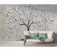Twigs Geometric Wall Mural, Self-Adhesive Peel & Stick Wallpaper, Nordic Style Marbre Design Photo Wallpaper for Living Room & Bedroom (300x256 cm), M-735