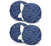 Twilight Blue Chunky Chenille Yarn for Crocheting & Knitting, Super Bulky Soft Plush Warm Fluffy Yarn for Blankets, Large Thick Chenille Yarns for Beginners (2 PCS, 28yds/8oz Each)