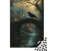 Twilight Crow Jigsaw Puzzles Puzzles for Adults Kids. 1000 Pieces Gothic Revival Impossible Challenge Toy Educational Game Home Decoration for Adults& Kids Age 14 Years Up 1000pcs (75x50cm)