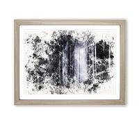 Twilight Forest Watercolour Modern Framed Print | A4 Oak Framed Wall Art | Ready to Hang | Modern Landscape Picture | Living Room Bedroom Lounge Office
