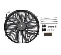 Twilight Garage 16'' inch Universal High Performance 12V 120W Slim Electric Cooling Radiator Fan Push Pull With Fan Mounting Kit - Black