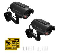 Twilight Garage 2 Pack Solar Powered Dummy Cameras, Waterproof Bullet Simulated CCTV Fake Security Camera Simulation Monitor with Flashing LED Light For Homes & Business, Indoor Outdoor Use