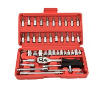 Twilight Garage 46 Pcs 1/4'' Drive Socket Ratchet Wrench Set, Includes Metric Bit Socket Set and Extension Bar for Automotive Repair and Home Maintenance, with Storage Case