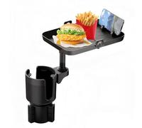 Twilight Garage Cup Holder Tray Table - Car Drink Holder Expander, 360º Rotation Detachable Food Table Tray Phone Holder Adjustable insert base of 2.5-3.75 inches For Eating, Road Trip Essentials