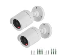 Twilight Garage Dummy CCTV Cameras, 2 Packs Fake Simulated Surveillance Bullet Security Camera with Realistic Red Flashing Light Sensor Waterproof for Indoor or Outdoor Use