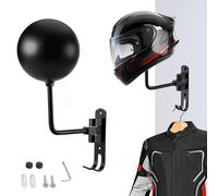 Twilight Garage Motorcycle Helmet Rack, Helmet Holder for Bike 180 Degree Rotation Helmet Rack Motorcycle with 2 Hooks for Caps, Coats, Wig, Baseballs and Rugby Helmet