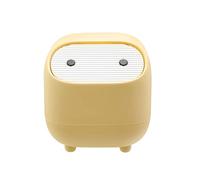 Twilight Garage Small Waste Bin, Cute Ninja Press Desk Bin with Lid, Bedroom Bin Dustbin for Home Bedroom Kitchen Car Office Trash Can - Yellow