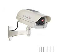 Twilight Garage Solar Powered Dummy Camera, Fake Security Camera CCTV Surveillance System with Flashing Red LED Light & Warning Security Alert Sticker for Homes & Business Security, Indoor Outdoor Use