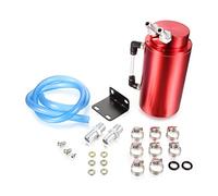 Twilight Garage Universal Aluminum Racing Engine Oil Catch Tank Breather Can Car Billet Round Turbo Reservoir Can Kit - Red
