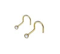Twilight London 2 PACK Gold Implant Grade Titanium, Bezel Set Crystal Nose Screws, 2mm and 2.5mm Designs, Hypoallergenic Newly Pierced Safe, Perfect for Men or Women