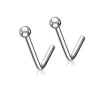 TWILIGHT LONDON 2 PACK Implant Grade Titanium L Bar Nose Studs, Classic 2mm Ball Design, Hypoallergenic Newly Pierced Safe, Perfect for Men and Woman,