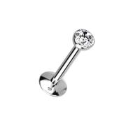 TWILIGHT LONDON 2mm Bezel Set Solitaire Crystal Labret Earring in Implant Grade Titanium, 16 Gauge Internally Threaded Labret Design, Designed for Comfort, Perfect for the Helix, Tragus, Flat or Conch
