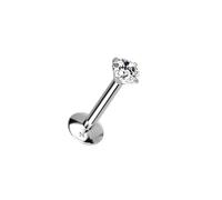 Twilight London 2mm Solitaire Crystal Labret Earring in Implant Grade Titanium, 16 Gauge Internally Threaded Labret Design, Perfect for the Upper Ear Helix, Tragus, Flat or Conch