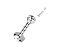 TWILIGHT LONDON 3mm Bezel Set Solitaire Crystal Labret Earring in Implant Grade Titanium, 16 Gauge Internally Threaded Labret Design, Designed for Comfort, Perfect for the Helix, Tragus or Flat