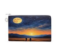 Twilight & Moonlight Gaze Coin Purse with Zipper, Canvas Change Purse Portable Coin Pouch for Men Women Small Cosmetic Bag