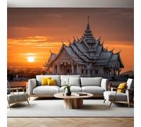 Twilight Murals Photo Wallpaper Sunset Thai Architecture Non-Woven Premium Art Print Fleece Wall Mural Poster Picture Design Modern Boy Girl Bedroom Home Decor 350 x 256cm