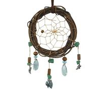 Twilight Natural Rattan Dream Catcher with Alloy Chief Wolf Bear Pendants Wall Decoration Gift for Children
