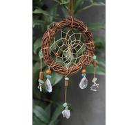 Twilight Natural Rattan Dream Catcher with Alloy Chief Wolf Bear Pendants Wall Decoration Gift for Children