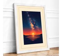Twilight Over the Stars Minimalist Framed Wall Art Print A3 (42×29.7cm) White, Wall Decor for Living Room, Bedroom, Office & Home, Ready to Hang, Art Gift