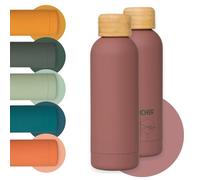Twilight Pink 500ml Cute Water Flask | Stainless Steel Water Bottle, Soft Feel Matte Finish, No Straw Insulated Flask is BPA-Free & Leakproof, Ideal Camping Bottle, Gym & Hiking - By Perevor