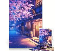 Twilight Sakura Street Jigsaw Puzzles for Adults 1000 Analytical Skill Light Recreation Tight Join (38x26cm)