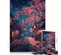 Twilight Sakura Street Jigsaws for Adults1000 Pieces Mental Sharpness Easy Enjoyment Precise Fit Thoughtful Xmas (38x52cm)