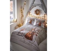 Twilight Santa Christmas Duvet Cover and 2 Pillowcase Set, Beige,3 pieces, Double