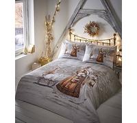 Twilight Santa Christmas Duvet Cover and 2 Pillowcase Set, Beige, King
