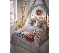 Twilight Santa Christmas Duvet Cover and Pillowcase Set, Beige, Single