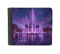 Twilight Sky with Berlin Cathedral PU Leather Wallets Stylish Bifold Wallet Slim Front Pocket Credit Card Holder for Women Men