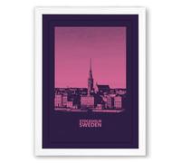 Twilight Stockholm Minimalist Framed Wall Art Print A1 (84.1×59.4cm) White, Wall Decor for Living Room, Bedroom, Office & Home, Ready to Hang, Art Gift