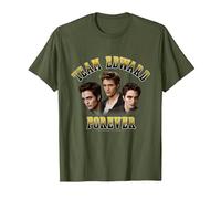 Twilight Team Edward Forever Portrait Collage Vampire Movie T-Shirt, Men, Olive Green, Medium