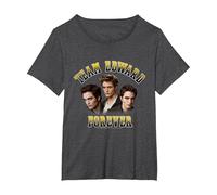 Twilight Team Edward Forever Portrait Collage Vampire Movie T-Shirt, Women's Plus, Dark Heather Grey, 3X