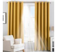 Riva Home Twilight Blackout Ringtop Eyelet Curtains (Pair) Polyester Oyster (168X183Cm), Yellow