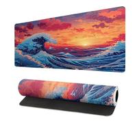 Twilight Waves Large Gaming Mouse Pad, 800x300x2mm Extended gaming mouse mat XXL improved Precision and Speed Mousemat with Stitched Edges, Desk Mat for Keyboard and Mouses