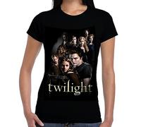 Twilight Womens Capsleeve Tshirt, Black Gothic T-Shirt with Occult Dark Fantasy Art, Movie Poster Tee