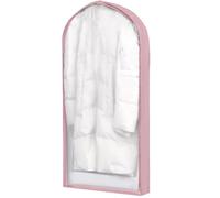 Twill & PEVA Garment Bags with Transparent Window, Hanging Clothes Cover, Dustproof Breathable Protector, Ideal for Dresses, Suits & Coats, Daily Closet Storage(Pink,60x12x130cm/24x12x51in)