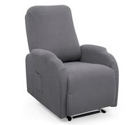Twill Recliner Chair Covers, Stretch Polyester Spandex Recliner Cover 4 Pieces, Reclining Chair Cover with Elastic Side Pocket, Armchair Cover for Living Room(Dark Grey)
