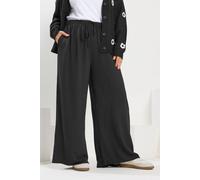 Yours Curve Twill Wide Leg Trousers - Women's - Plus Size Curve Black