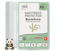 Twillie Bamboo Mattress Protector 140 x 200 cm - Superior Quality - Waterproof & Breathable - Enriched with Natural Cotton, Swiss Sanitized Treatment Anti-Dust Mite, Antibacterial, Anti-Odour - Made