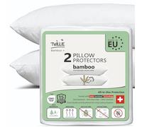 Twillie Bamboo Pillow Protectors 40 x 70 cm (Pack of 2) - Premium Quality - Waterproof, Zip & Acne Resistant - Enriched Natural Cotton, Swiss Sanitized Anti-Dust Mite Treatment - Made in the EU