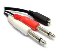 kenable Twin 6.35mm Mono Jack Plugs to 3.5mm Female Jack Socket 50cm 0.5m